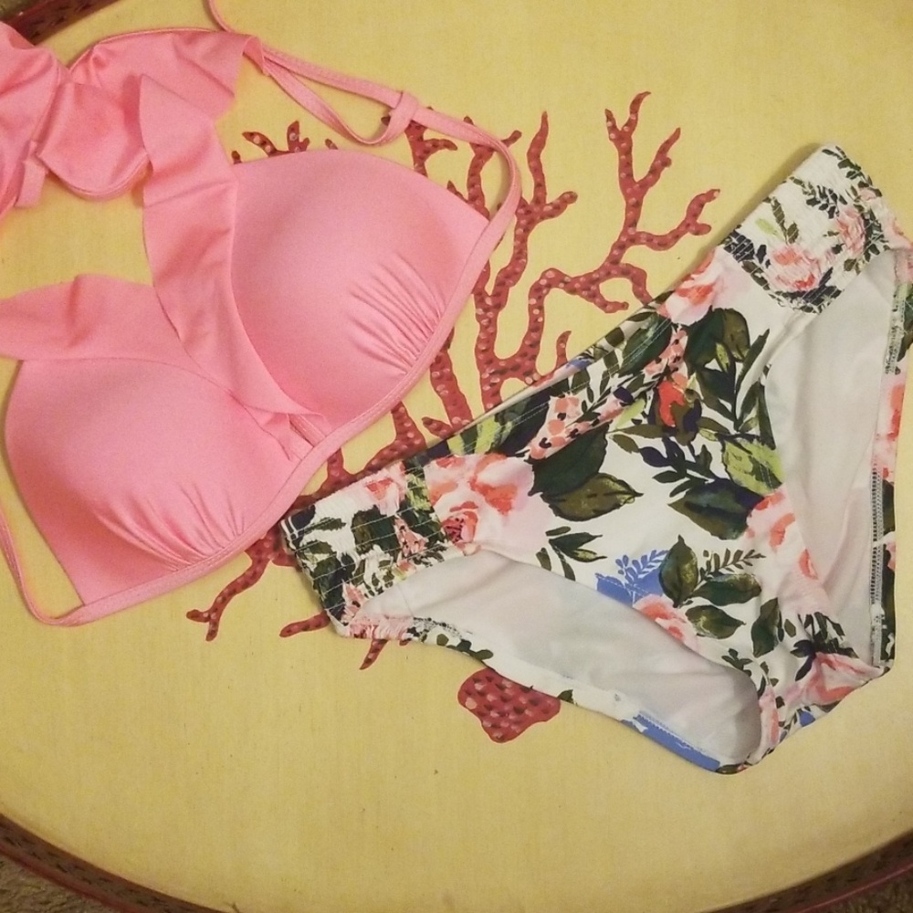 FLORAL HOT PINK BIKINI